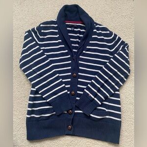 Tommy Hilfiger Women Navy, White & Red Striped Knit Cardigan (XL but fit like M)